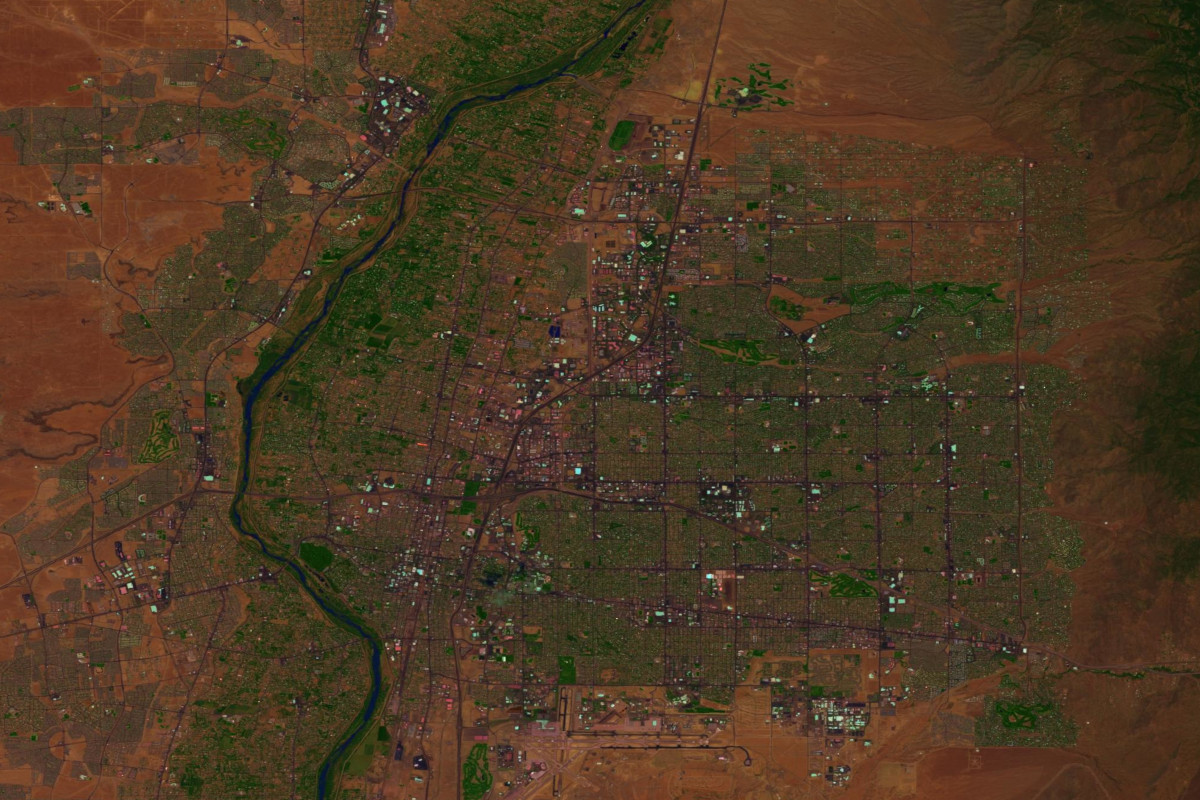 A false color image of Albuquerque